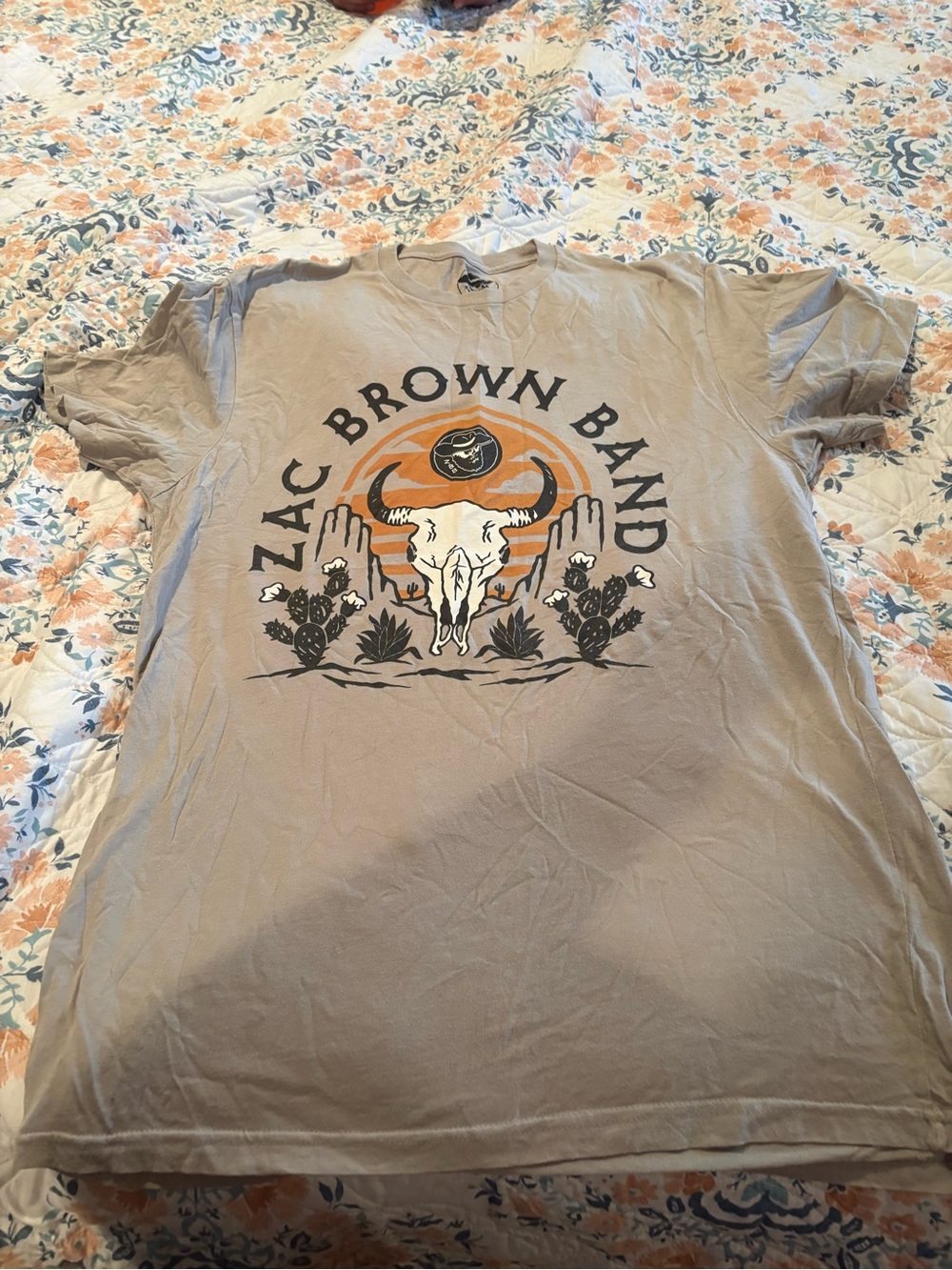 Men's Graphic T‑Shirt - Light Brown with Orange Accent